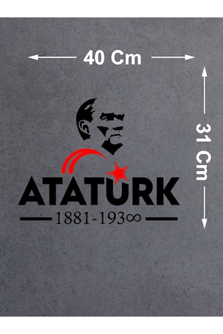 Atatürk Ve Ay Yıldız Sticker - Atatürk Yazısı Araba Oto Motosiklet Karavan Sticker - 00621 40x31 Cm