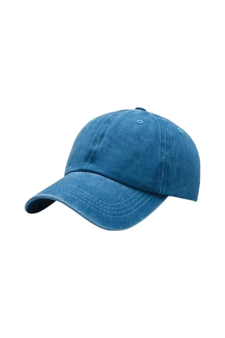 Uniquetrenders Kadın Eskitme Vintage %100 Pamuklu Ayarlanabilir Beyzbol Kep Şapka Mavi