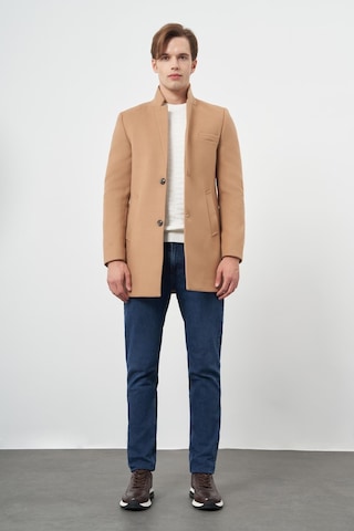 İmza Camel Kaşe Dik Yaka Kapitoneli Astar Slim Fit Dar Kesim Klasik Kaban 1008245171 Camel
