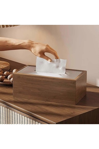 Ev Tezgahı Masası İçin Ahşap Yüz Mendili Kağıt Kutusu Kapağı