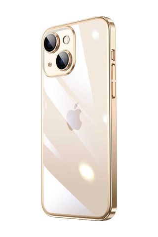 Apple Uyumlu iPhone 13 Kılıf Sert Pc Renkli Çerçeveli Zore Riksos Kapak Gold