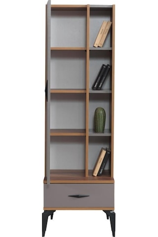 Defne Ahşap Kapaklı Raflı Çekmeceli Kitaplık 50x45x165