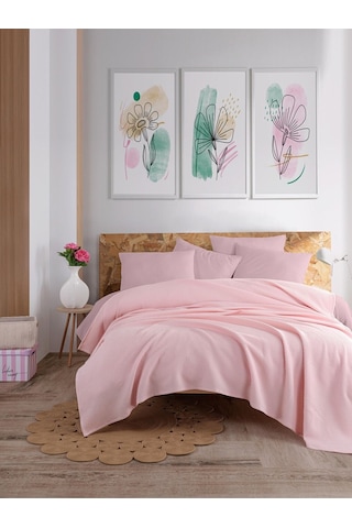 Eponj Home Ecocel Pike Örtü Çift Kişilik 200x230cm Karde Pudrapembe Pudrapembe