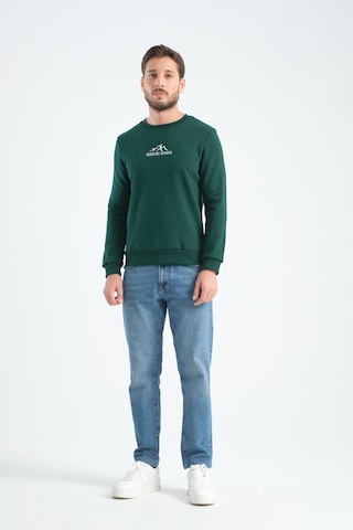 Shooter Sportwear Ribey Tekstil İth.ihr.san.tic.ltd.şti Erkek Üç İplik Sweatshirt Şardonsuz Pamuklu Regular Fit Bisiklet Yaka Spor Sweat Koyu Yeşil