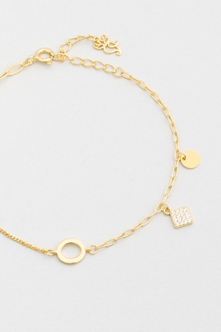 So Chic Minimal Stil 18 Ayar Sarı Altın Kaplama 19 Cm Gümüş Bileklik Sarı