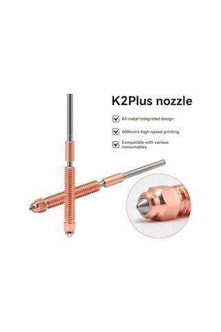 Nayomiglow Creality K2 Plus Nozul Hızlı Değiştirme Nozul Takımı Sertleştirilmiş Çelik Tasarım Creality K2 Plus 3d Yazıcı İçin 2 Adet 0,4 Mm