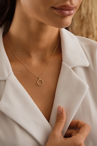 Sefa Gold 14 Ayar Altın Taşlı Daire Kolye
