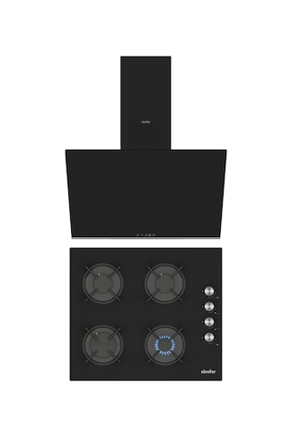 Simfer Siyah 2'li Cam Ankastre Set (3046 Ocak + 8727 Davlumbaz)