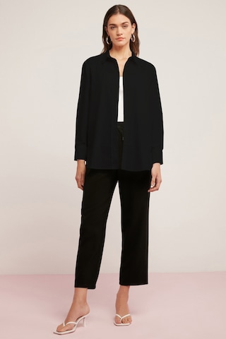 Ethıquet Georgıa Kadın 100% Pamuk Poplin Oversize Fit Siyah Gömlek
