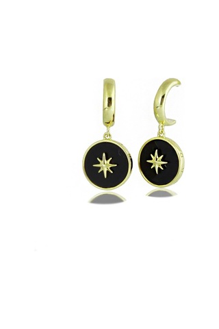 Masaliko 925 Ayar Yıldız Gümüş Küpe, Altın Kaplama, Günlük Sade Kullanım Altın