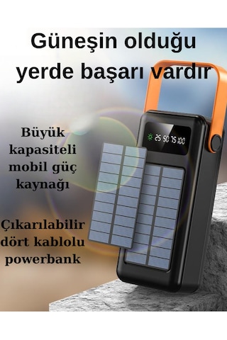 80.000 Mah Solar Powerbank Güneş Enerjili Taşınabilir Şarj Cihazı Hızlı Şarj & Çoklu Çıkış Siyah