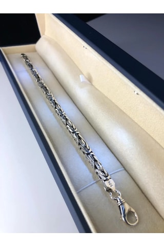 Erkek Gümüş Bileklik - 6mm Yuvarlak Kral Model Işıklı Kutuda