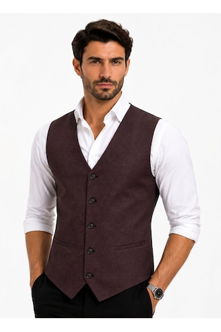 Mentor Regalo Erkek Yelek V Yaka Bordo Puanlı 50304