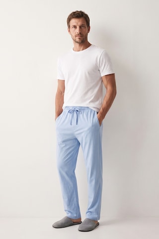 Elemge %100 Pamuk Süprem Compact Penye Tok Kumaş Erkek Pijama Altı Mavi Rahat Kalıp Cepli Lastikli Ipli Terletmez Nefes Alan Esnek