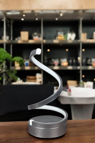 Lara Gri Renk Gün Işığı Led Işıklı Modern Tasarım Led Masa Lambası - Abajur - Gece Lambası Gri