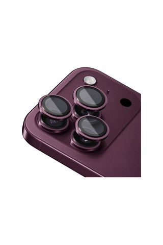 Buff Apple iPhone Uyumlu 18 Pro / 18 Pro Max Titan Metal Kamera Lens Koruyucu Dark Cherry Kiraz