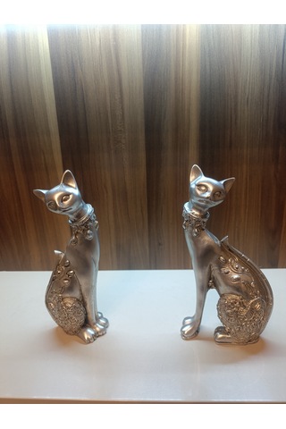 13 Cm-18 Cm Ebatlarda Kırılmaz Polyestr2li Beyaz Renk Kedi Biblo
