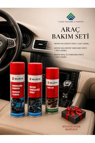 Araç Bakım Seti Pas Sökücü + Motor Temizleme + Araç İçi Temizleme 3'lü Araç Bakım Seti Pas Sökücü + Motor Temizleme + Araç İçi Temizleme 3'lü
