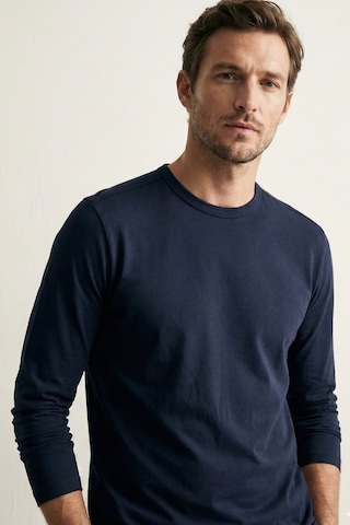Elemge Pamuk Erkek Süprem Basic T-shirt Compact Penye Tok Kumaş Uzun Kollu Lacivert Sporcu Tişört Body 2XL