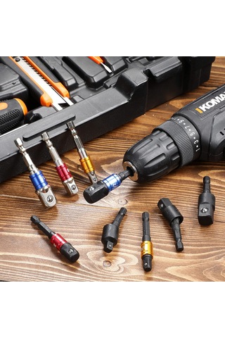 Ximistore9 9 Parça Çok Amaçlı Matkap Ucu Adaptör Seti - 360 Derece Dönebilir, Krom Vanadyum Çelik