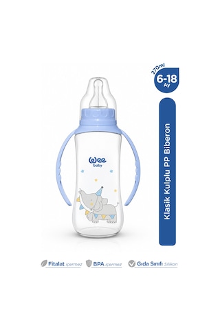 Wee Baby Klasik Kulplu PP Biberon 270 ML Mavi