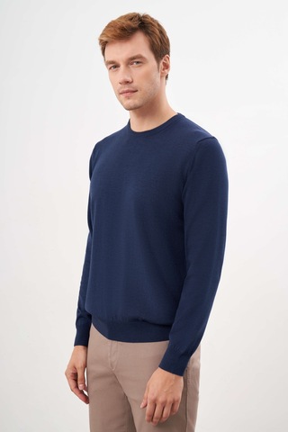 Morven Erkek İndigo Basic Bisiklet Yaka Dynamic Fit Rahat Kesim Triko 26kc017006308 İndigo