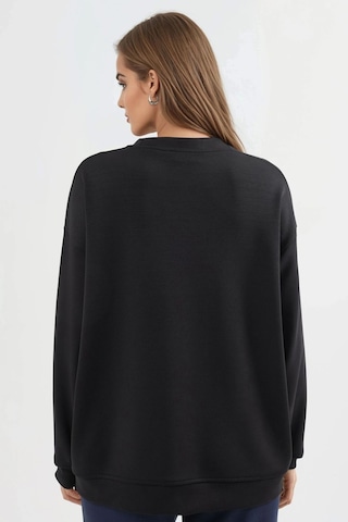 Hiccup Busem Rahat Kesim Bisiklet Yaka Örme Sweatshirt Siyah