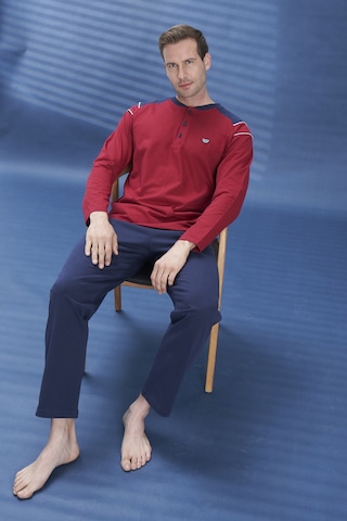Remsa Erkek Penye Yarım Düğme Detay Uzun Kol Pijama Takımı 2134 Bordo05