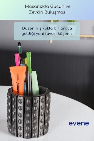 Kalemlik Masa Kalemliği Organizer Kalemlik Gümüş Eskitme Renk Model 91 Çok Renkli