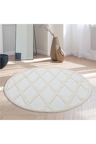 Madu Yumuşak Yuvarlak Krem Halı Çocuk Odası, Oturma Odası, Mutfak Ve Antre Halısı Krem