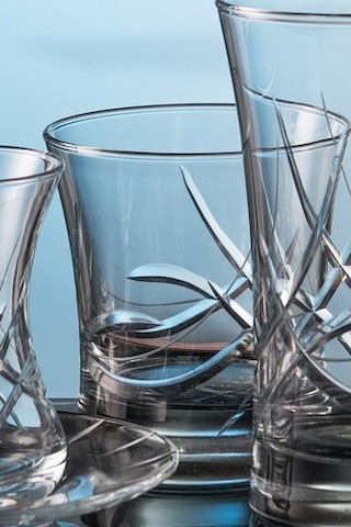 Kcd Melodi Kesme El Dekor Yaldızlı 6 Adet Desenli Su Bardağı Takımı