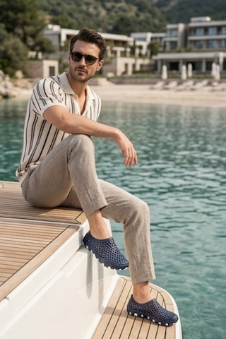 Aqua Wave - Uniseks 36-45 Esnek Lacivert-beyaz Deniz Ayakkabısı Özel Kabartma Kaymaz Tabanlı... Lacivert - Beyaz