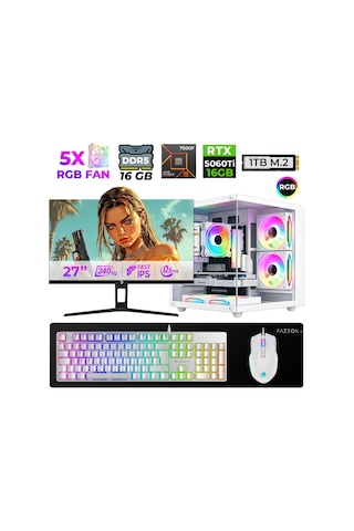 Xaser Live X80 R5-7500F 16 GB 1 TB SSD RTX 5060Ti 16 GB 27" Dos Masaüstü Oyuncu Bilgisayar