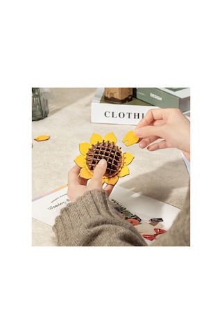 Ahşap Günebakan Çiçeği 3d Puzzle Ahşap Minyatür Maket Kiti Dıy Kendin Yap