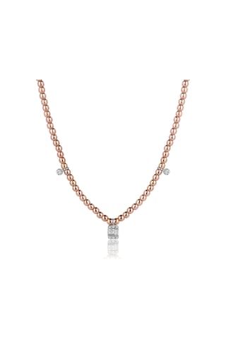 Reis T1517 Baget Kolye Top Top Pembe Altın