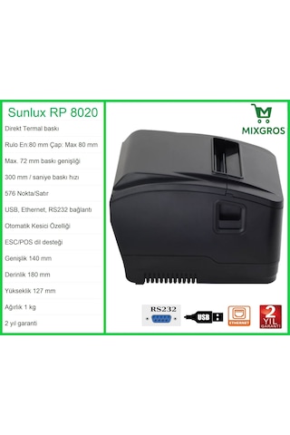 Sunlux Rp8020 Termal Adisyon Fiş Rulosu Yazıcısı