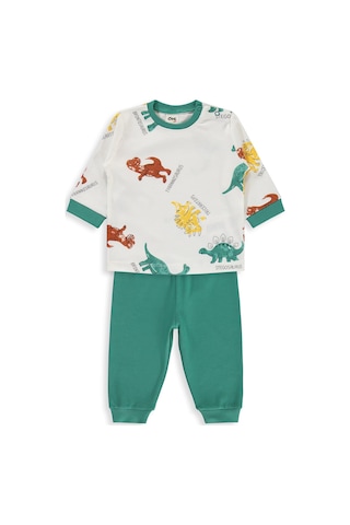 Civil Baby Dinozor Baskılı 6-18 Ay Pijama Takımı - Yeşil Koyu Yeşil