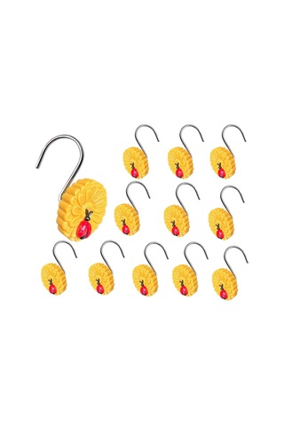 12 Adet Dayanıklı Metal Duş Perdesi Halkaları Kolay Kayan Duş Kancaları Duş Perdesi Dekoratif Duş Perdesi Kancaları Sarı