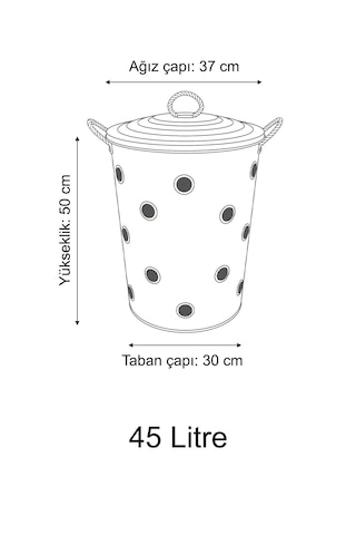 Çamaşır Sepeti Metal - Kapaklı Paslanmaz Çok Amaçlı Kirli Sepeti 45 L Siyah