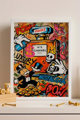 Chanel No. 5 Parfüm Şişesi Çerçeveli Tablo Yeni Ev Hediyesi Street Art