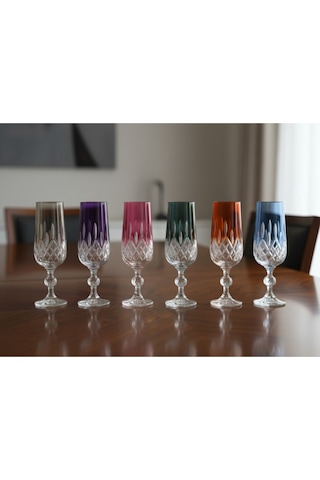 Bohemia Kristal Bardak Lüsterli 180 Cc 6 Adet Çok Renkli