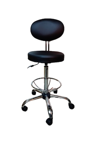 Kasiyer Bar Taburesi Çemberli Krom Yıldız Ayaklı