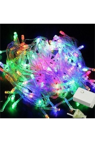 Led Işık Karışık Renkli 10 Metre Eklemeli Şefaf Kordon Fişli Çok Renkli