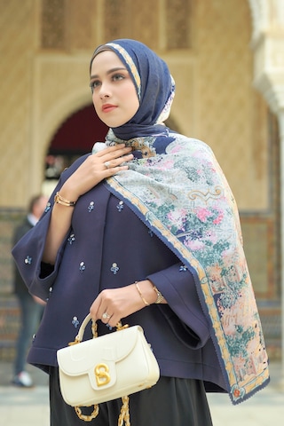 Buttonscarves Sevilla Saten Şal - Midnight Mavi