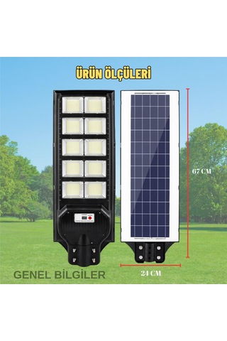 2000w Solar Led Sokak Lambası 67 Cm - 3.5 Kg Ağır Hizmet Tipi , Park Ve Otopark Aydınlatma Armatürü 1 Adet