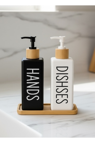 Kapris Dmr-8889 2li Bambu Tabaklı Kare Cam Sabunluk Renkli