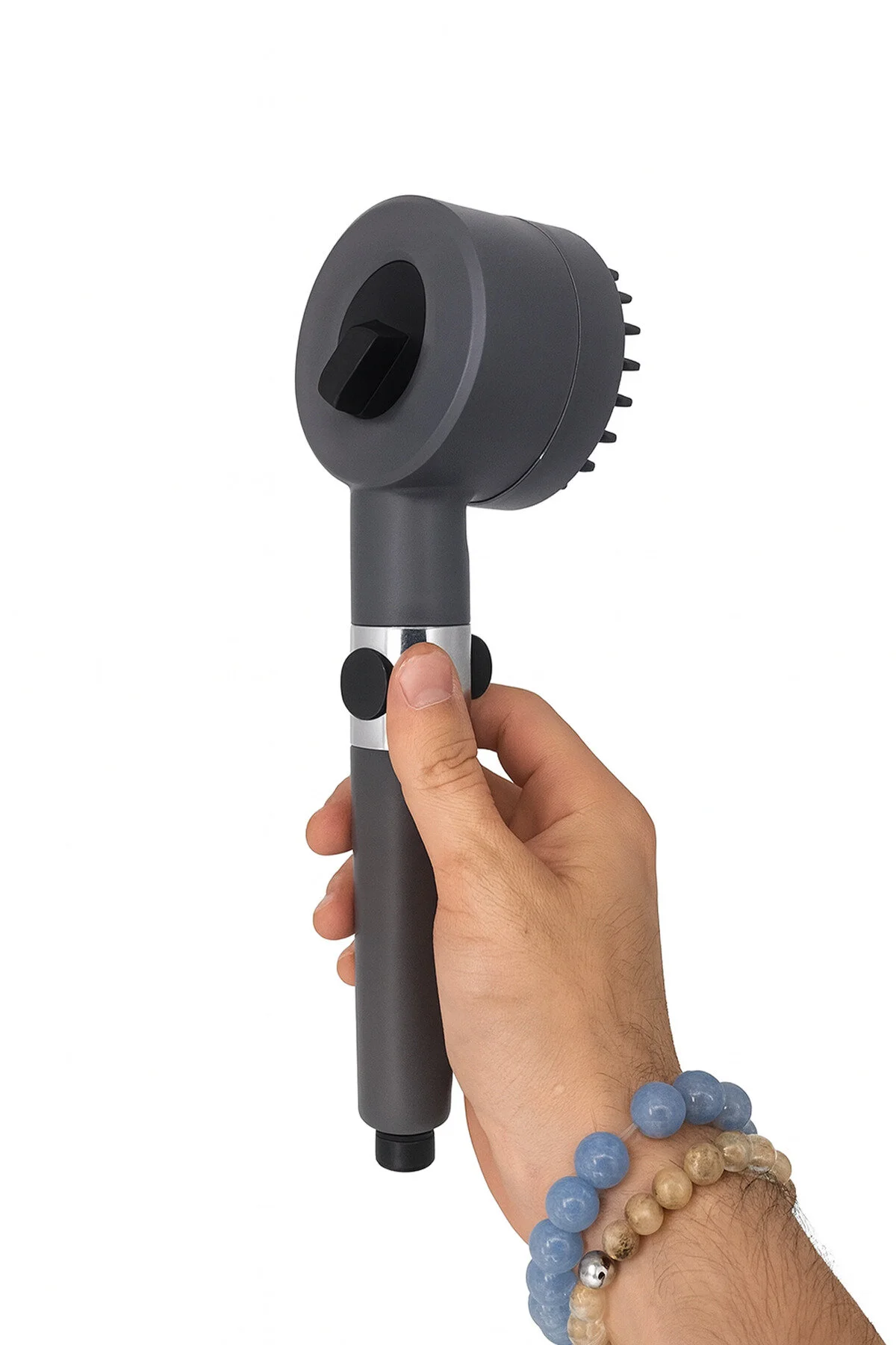 Filtreli Masajlı Aç-kapa Duş Başlığı + 150 Cm Pvc Patlamaz Hortum Muhteşem İkili Kireç Önleyici Set Gri