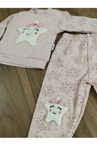 Egişbaby Kız Bebek Yıldız Desenli İkili Takım Açık Pembe
