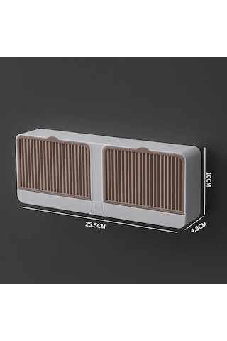 2 Bölmeli Yapışkanlı Duvara Monte Mutfak Banyo Katı Sabunluk Kahve