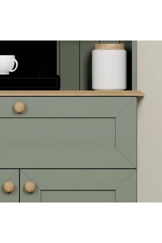 Lucas 2 Kapaklı Çekmeceli Kahve Köşesi Ve Çok Amaçlı Mutfak Dolabı - Açık Ceviz & Yeşil Yeşil